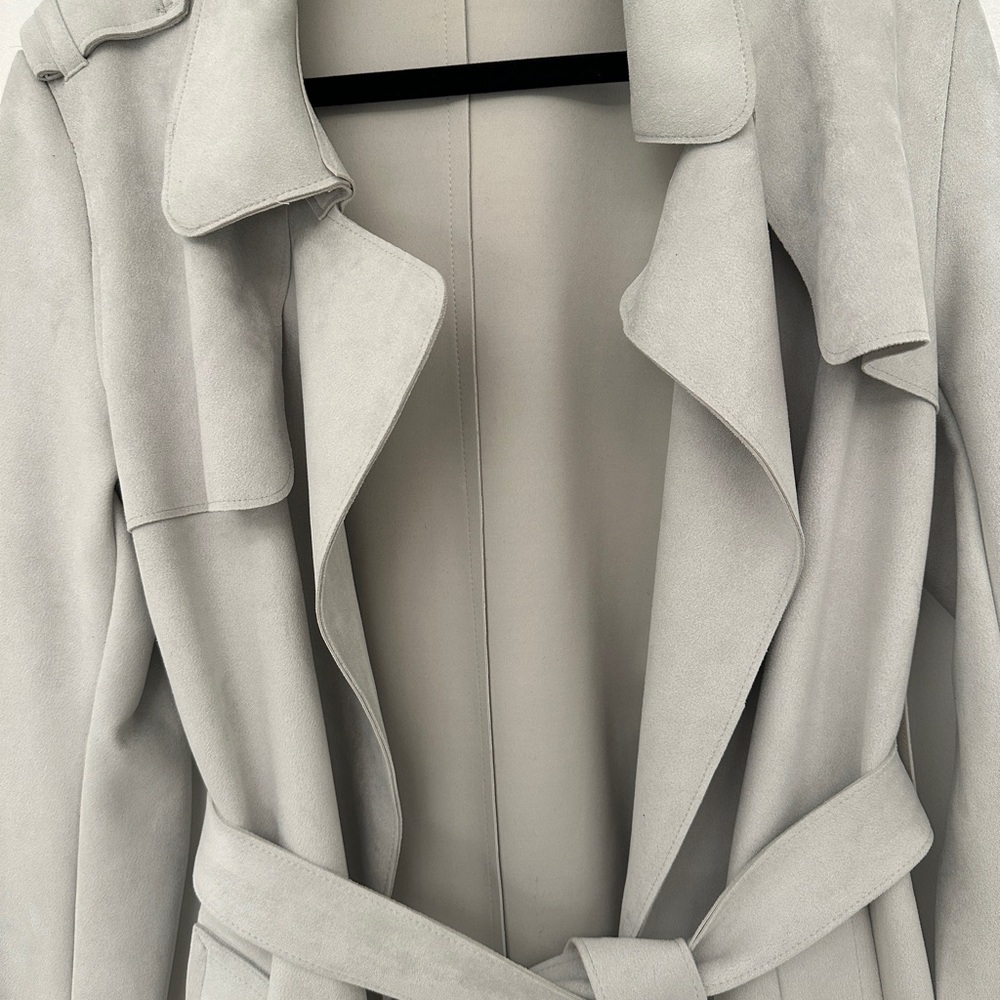 Zara Women's Light Gray Trench Coat - Picture 2 of 4